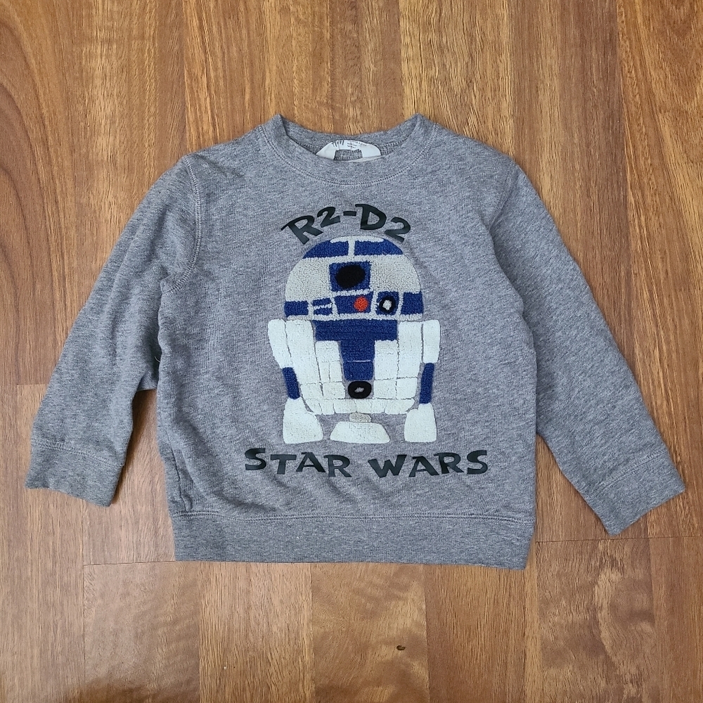 H&M Boys Size 4-6Y R2D2 Embroidered Plush Sweatshirt